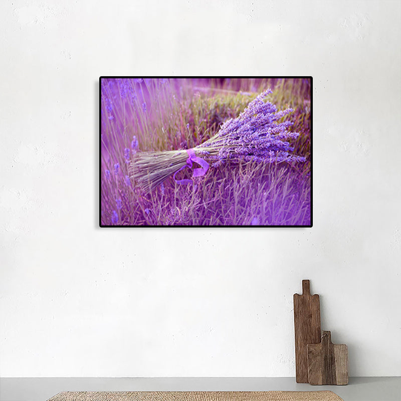 Contemporary Photo Lavender Wall Art Canvas Textured Pastel Wall Decor for Bedroom