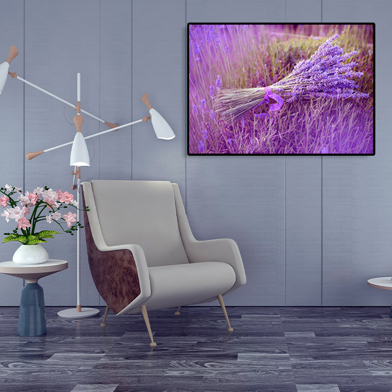 Contemporary Photo Lavender Wall Art Canvas Textured Pastel Wall Decor for Bedroom