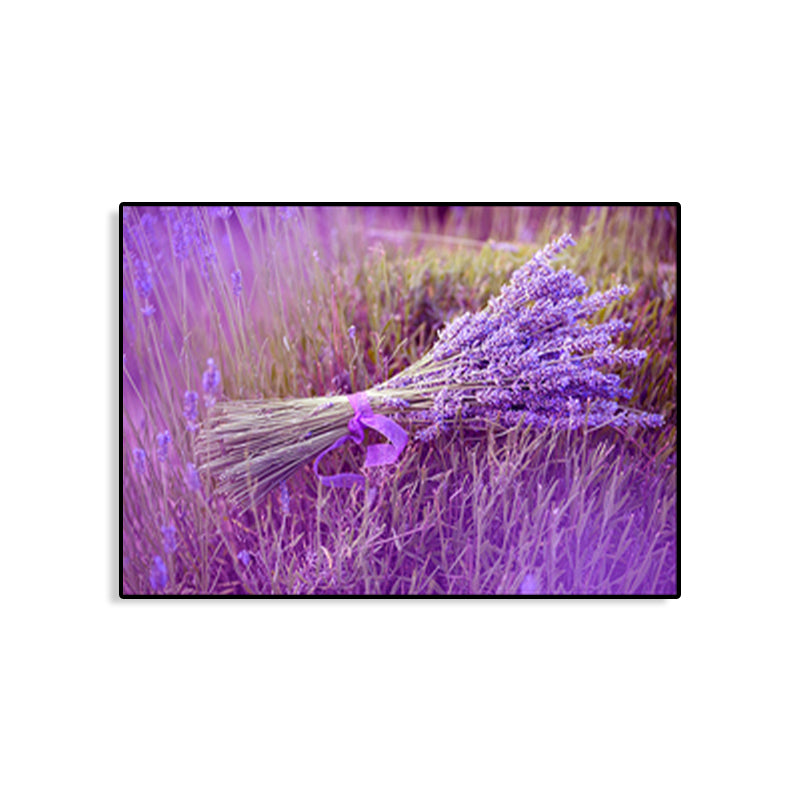 Contemporary Photo Lavender Wall Art Canvas Textured Pastel Wall Decor for Bedroom