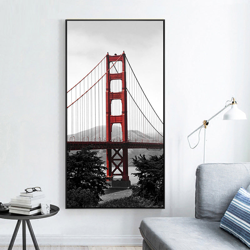 River-Crossing Bridge Canvas Wall Art Textured World Culture Style for Girls Bedroom Painting