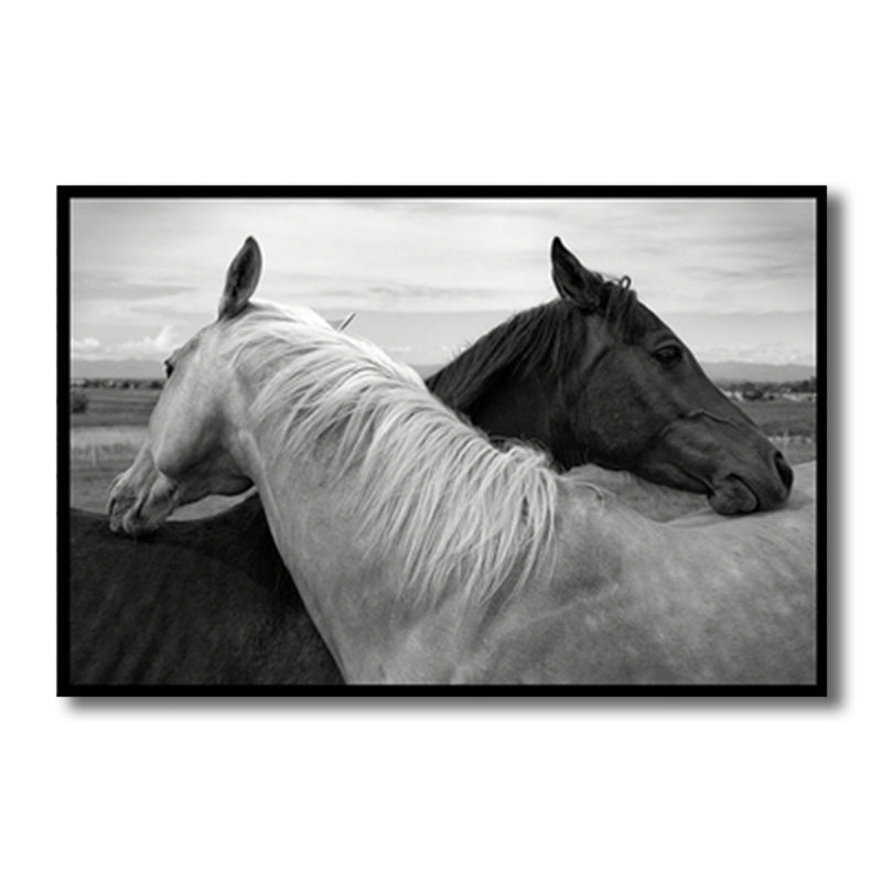 Vintage Style Horses Canvas Print Animals Gray Wall Decor, Multiple Sizes Options