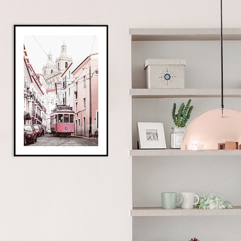 Modern Electric Rail Bus Canvas Photography Pink Wall Art Decor, Multiple Sizes Options