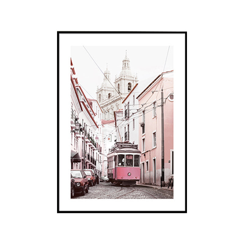 Modern Electric Rail Bus Canvas Photography Pink Wall Art Decor, Multiple Sizes Options