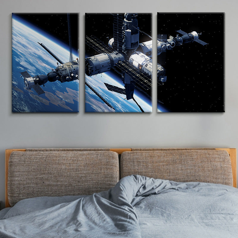 Fictional Spacecraft Canvas Art Print Textured Modern for Girls Bedroom Painting