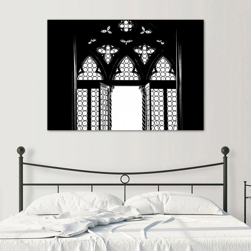 Canvas Black Painting Vintage Style Hollowed-Out Door Wall Decor, Multiple Sizes Available
