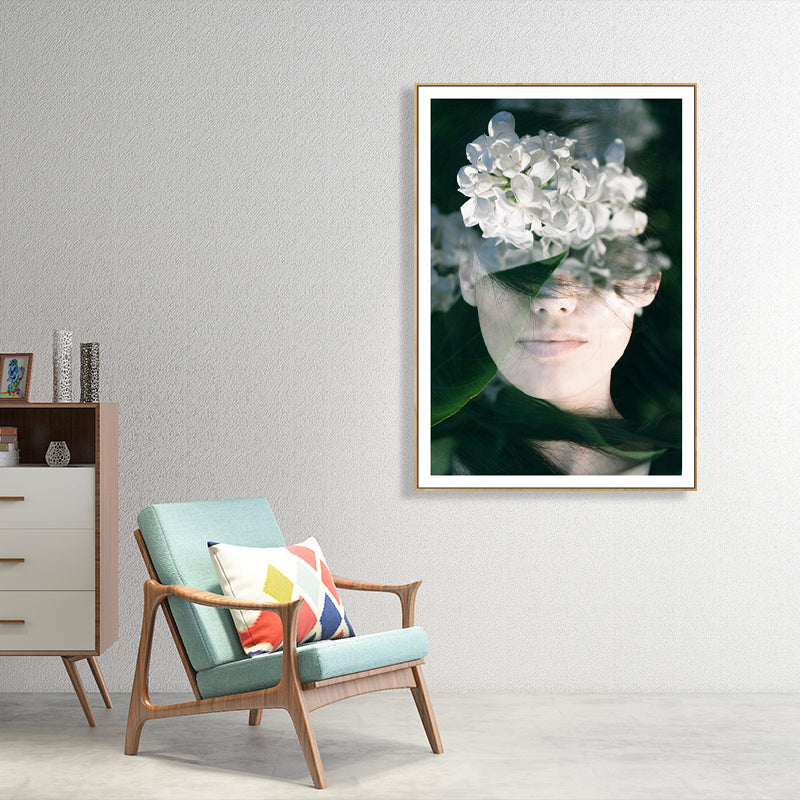 Photography Canvas Contemporary Wall Art Print Stylish Maiden in Green, Multiple Sizes