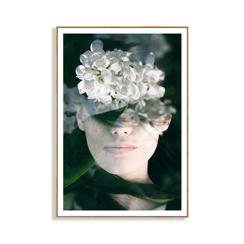 Photography Canvas Contemporary Wall Art Print Stylish Maiden in Green, Multiple Sizes