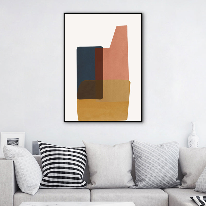 Illustration Bottle Wall Art Modern Abstract Canvas Print in Brown on White for Room