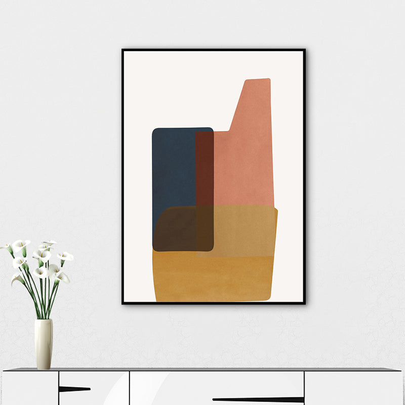 Illustration Bottle Wall Art Modern Abstract Canvas Print in Brown on White for Room