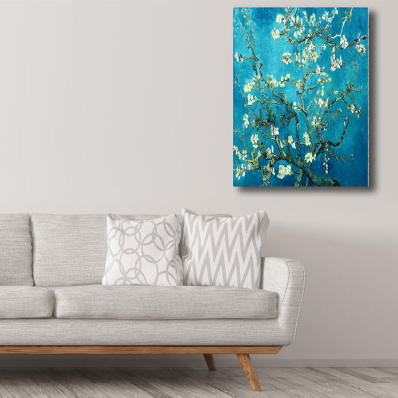 Contemporary Art Flower Tree Canvas Pastel Color Textured Painting for Living Room