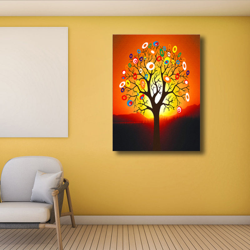 Contemporary Art Flower Tree Canvas Pastel Color Textured Painting for Living Room