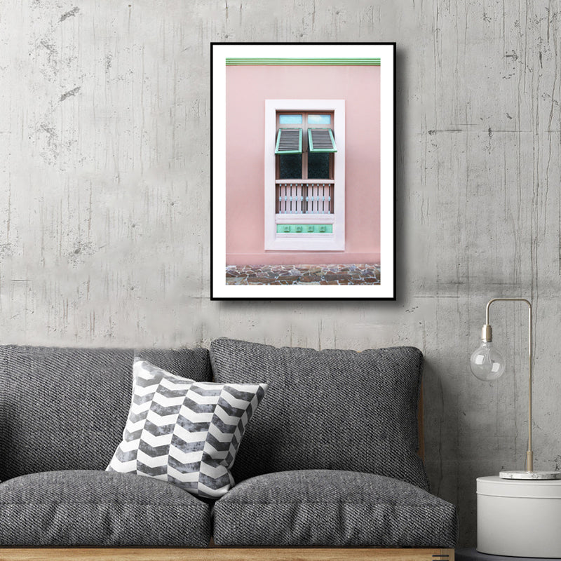 Photography Balcony Wall Art Living Room Architecture Canvas in Pink for Decoration