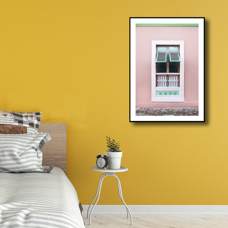 Photography Balcony Wall Art Living Room Architecture Canvas in Pink for Decoration