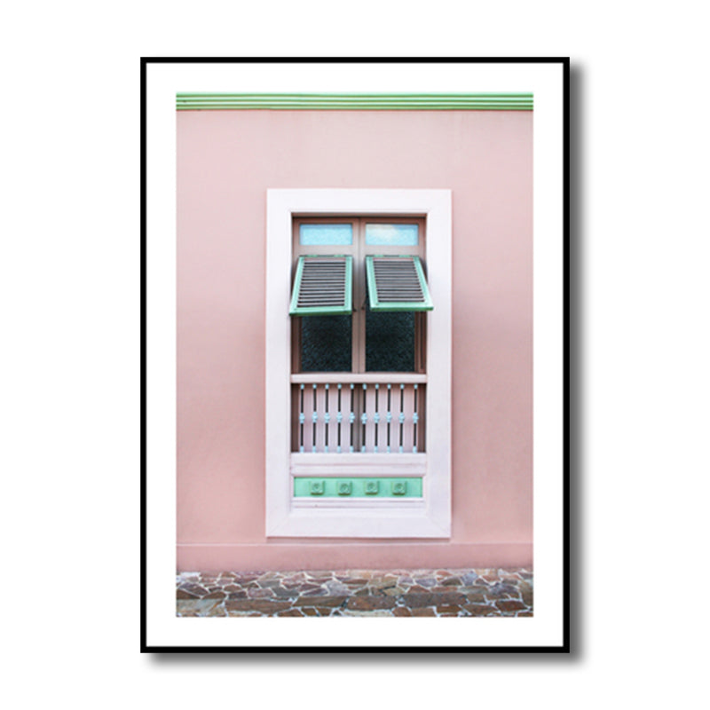 Photography Balcony Wall Art Living Room Architecture Canvas in Pink for Decoration