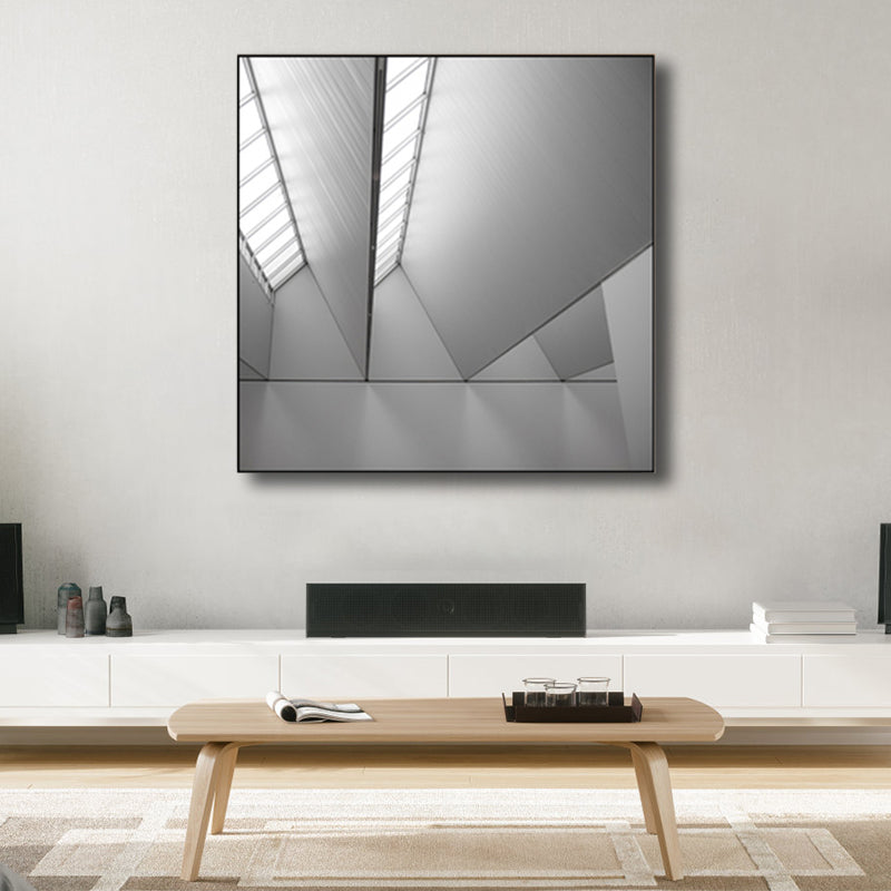 Geometric Canvas Wall Art Minimalist Aesthetics Architecture Wall Decor in White for Home