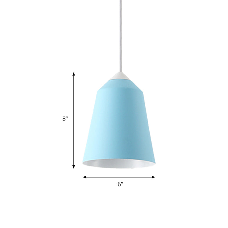 Bell Pendant Lighting Minimalist Metal 1 Light White/Blue/Gold Hanging Ceiling Light