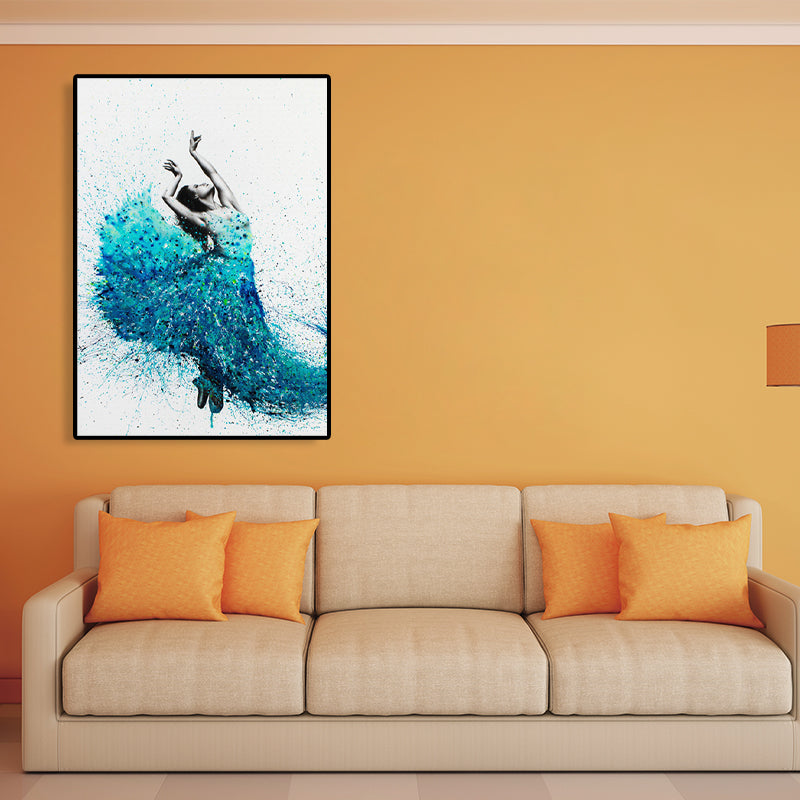 Mixed Media Dancing Girl Canvas Modern Textured Girls Bedroom Painting, Multiple Sizes