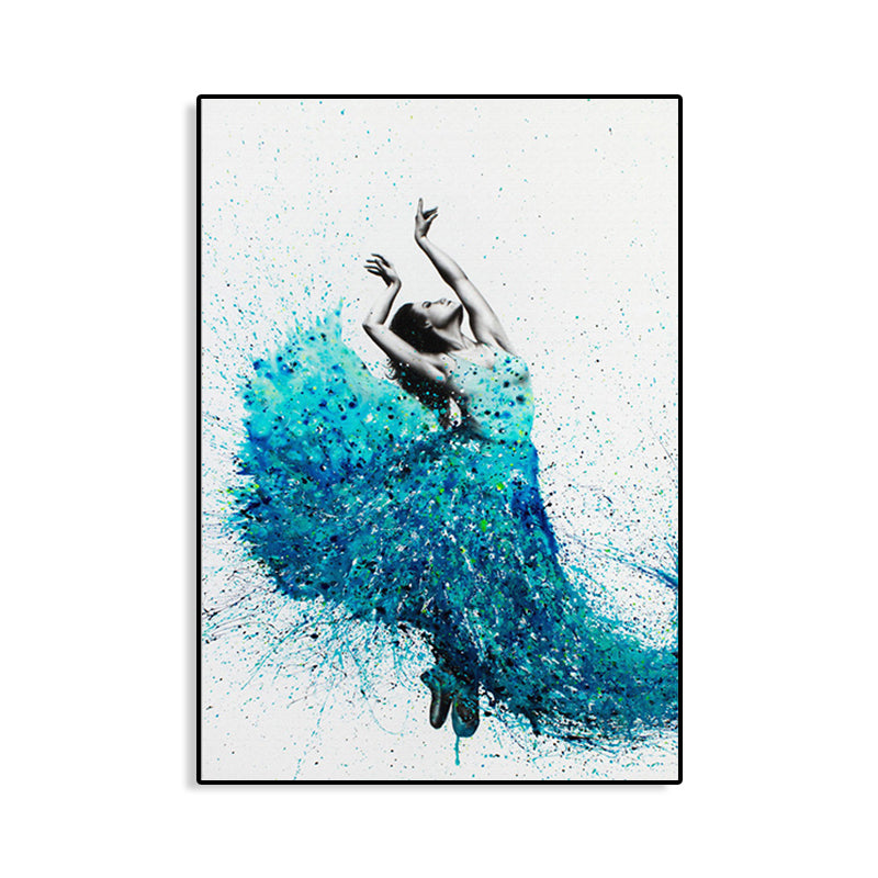 Mixed Media Dancing Girl Canvas Modern Textured Girls Bedroom Painting, Multiple Sizes