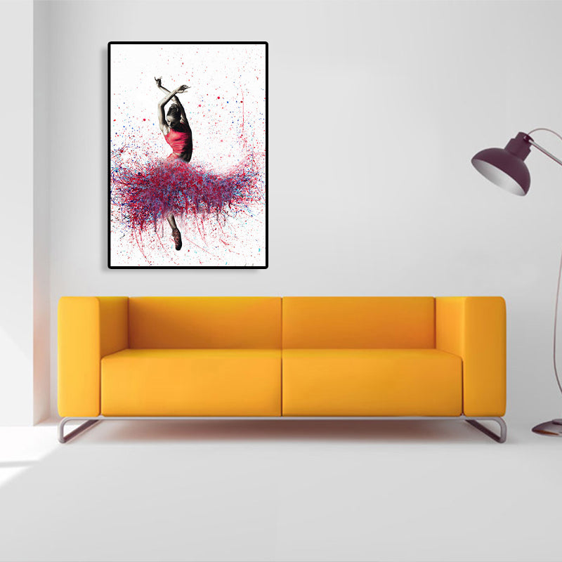 Mixed Media Dancing Girl Canvas Modern Textured Girls Bedroom Painting, Multiple Sizes