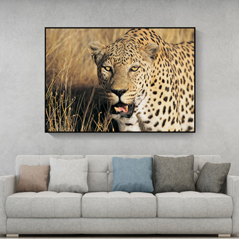 African Grassland Animal Art Print Contemporary Textured Canvas for Sitting Room