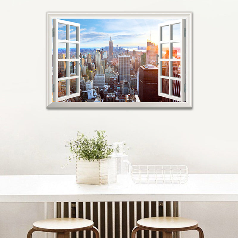 Textured City Scape Wall Decor Contemporary Style Canvas Painting, Multiple Sizes