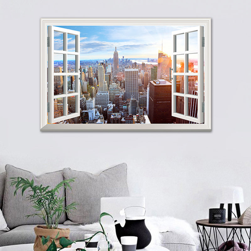 Textured City Scape Wall Decor Contemporary Style Canvas Painting, Multiple Sizes