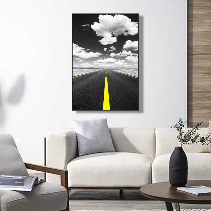 Textured Road View Painting Modern Canvas Wall Art Decor, Multiple Sizes Available