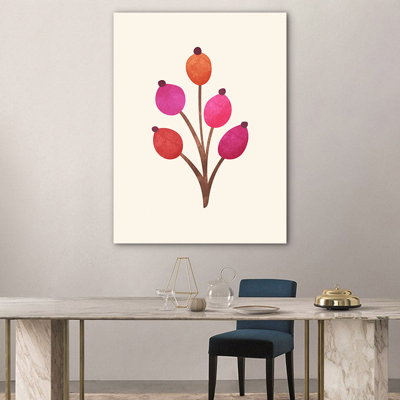 Diverting Leaves Canvas Wall Art Scandinavian Botanical Painting in Pastel Color