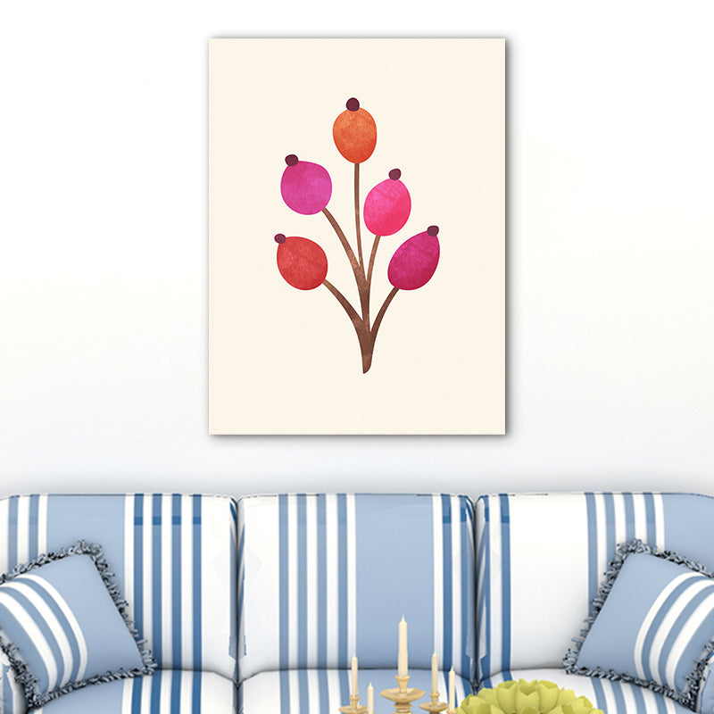 Diverting Leaves Canvas Wall Art Scandinavian Botanical Painting in Pastel Color