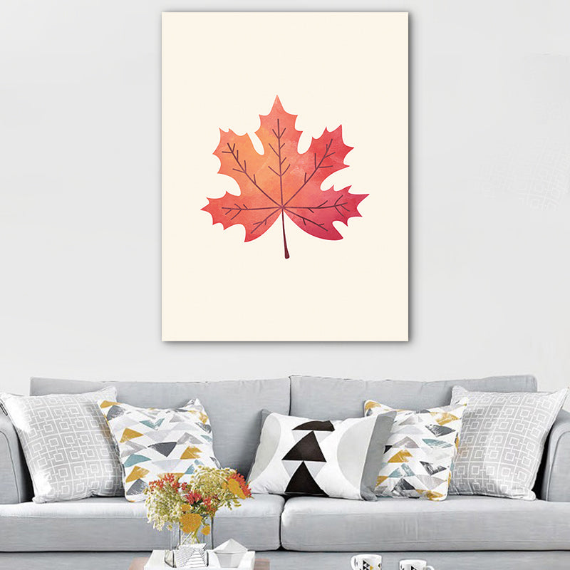 Diverting Leaves Canvas Wall Art Scandinavian Botanical Painting in Pastel Color