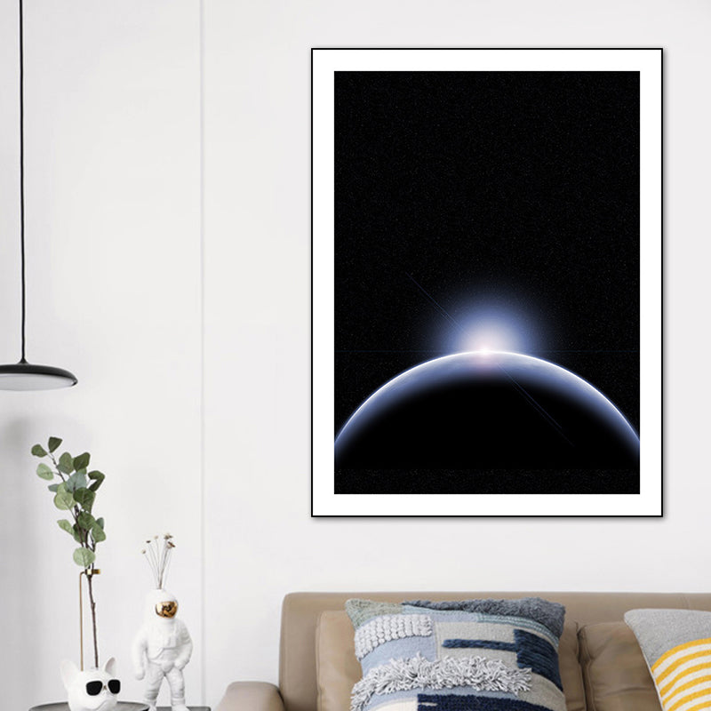 Black Outer Space Canvas Print Textured Wall Art Decor for Bathroom, Multiple Sizes