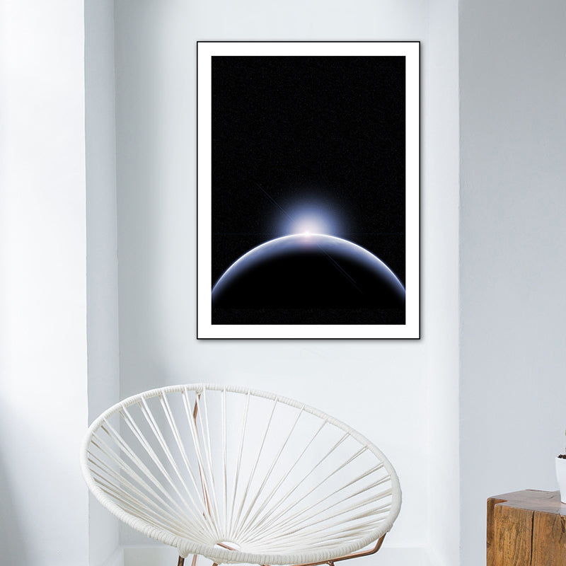 Black Outer Space Canvas Print Textured Wall Art Decor for Bathroom, Multiple Sizes