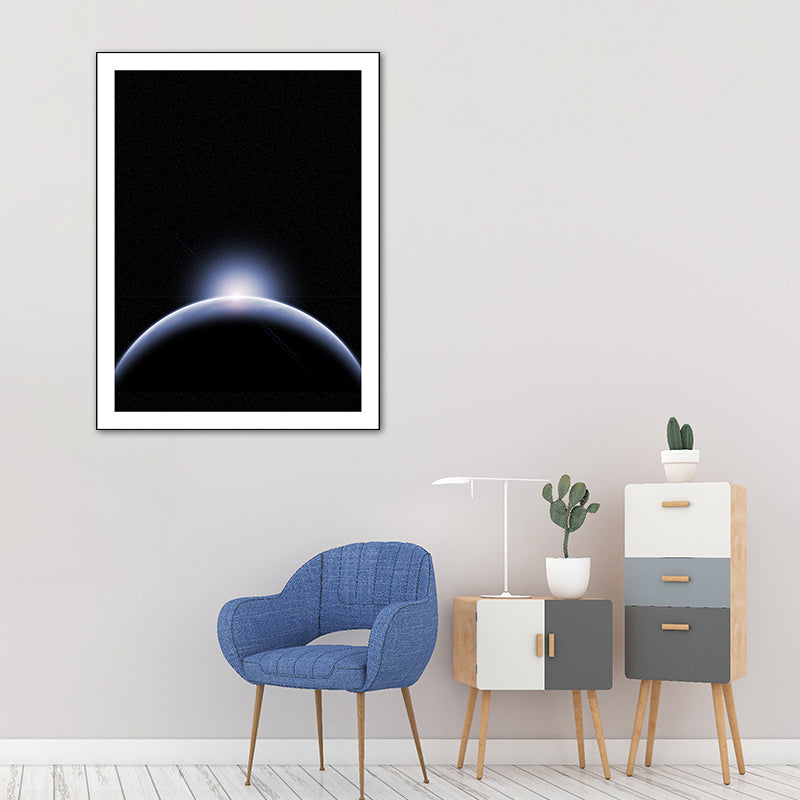 Black Outer Space Canvas Print Textured Wall Art Decor for Bathroom, Multiple Sizes