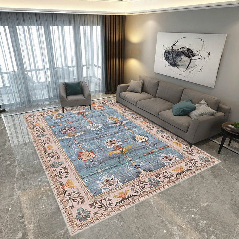 Vintage Medallion Pattern Rug Multicolor Polyester Rug Washable Pet Friendly Anti-Slip Carpet for Living Room