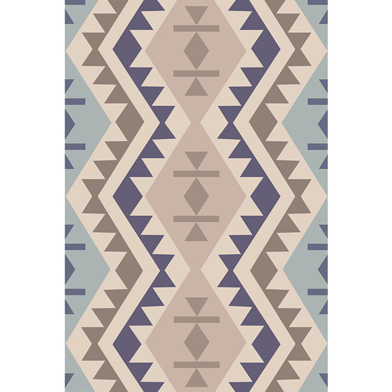 Southwestern Tribal Geometric Pattern Rug Multicolor Polyester Rug Washable Pet Friendly Anti-Slip Carpet for Living Room