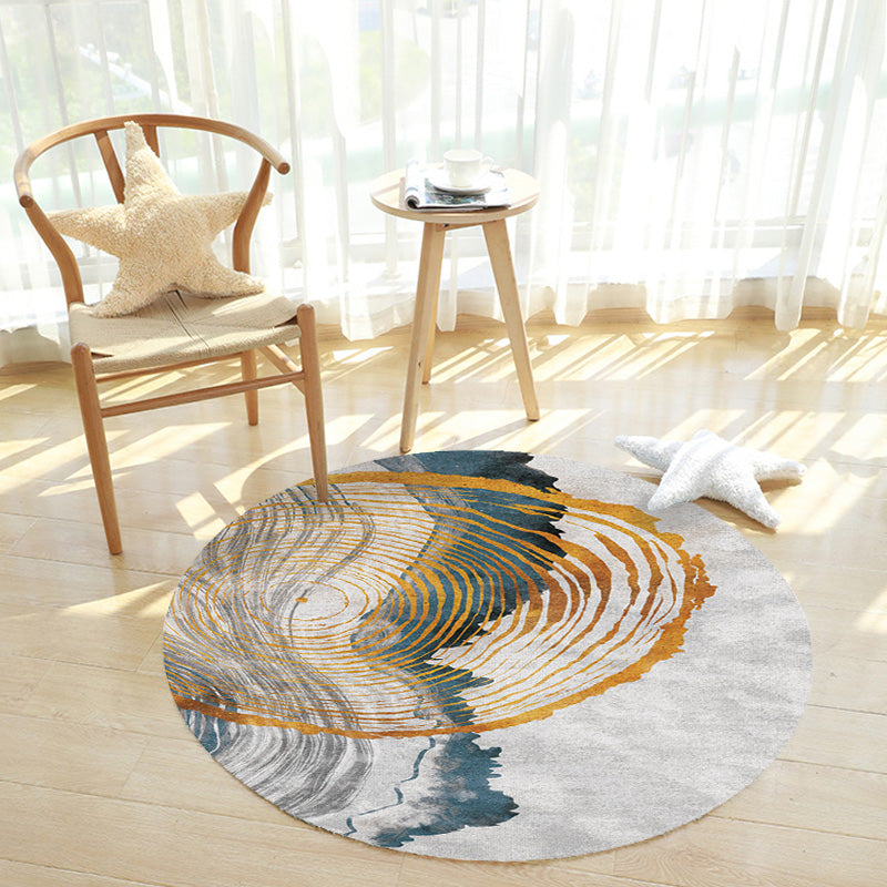 Contemporary Watercolor Pattern Rug with Swirl Stripe Multicolor Polyester Rug Non-Slip Backing Washable Pet Friendly Carpet for Bedroom