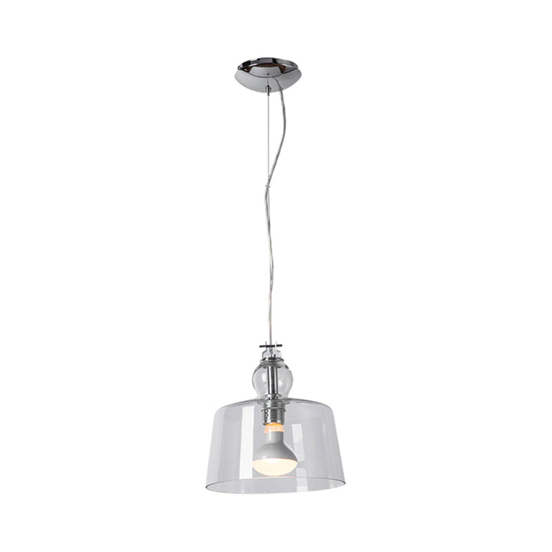 Modern 1 Light Pendant Light with Clear Glass Shade Chrome Upside-Down Trifle Bowl Hanging Lamp Fixture