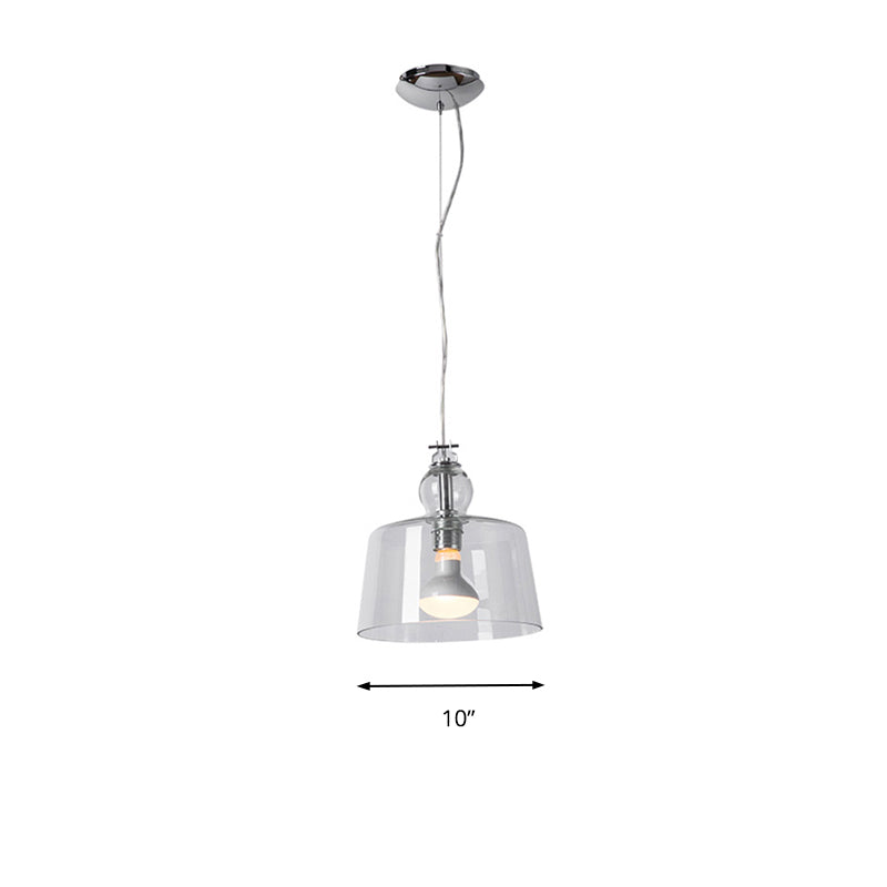 Modern 1 Light Pendant Light with Clear Glass Shade Chrome Upside-Down Trifle Bowl Hanging Lamp Fixture