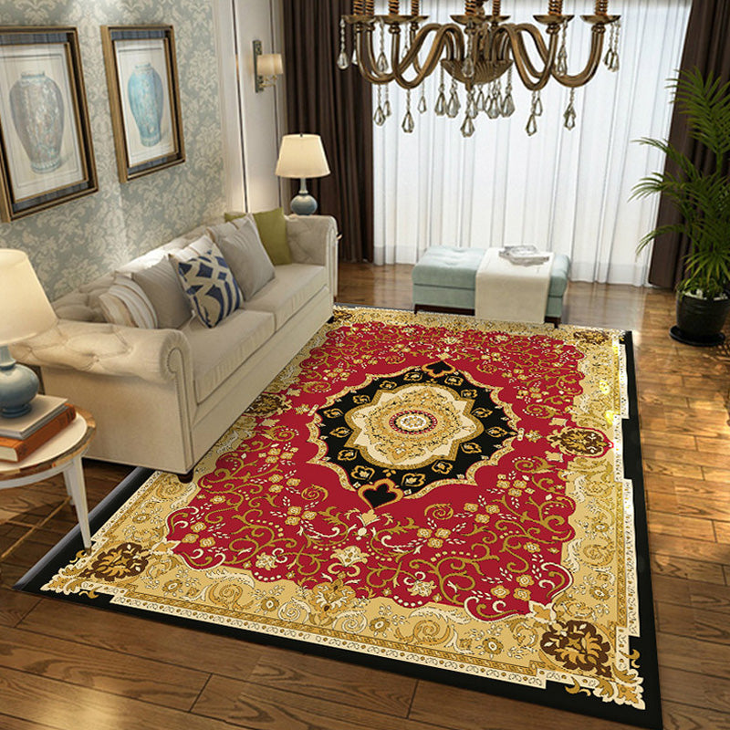 Brown Multicolor Vintage Rug Polyester Medallion Patrón de alfombra de alfombra para mascotas Antidripas para decorar para decoración