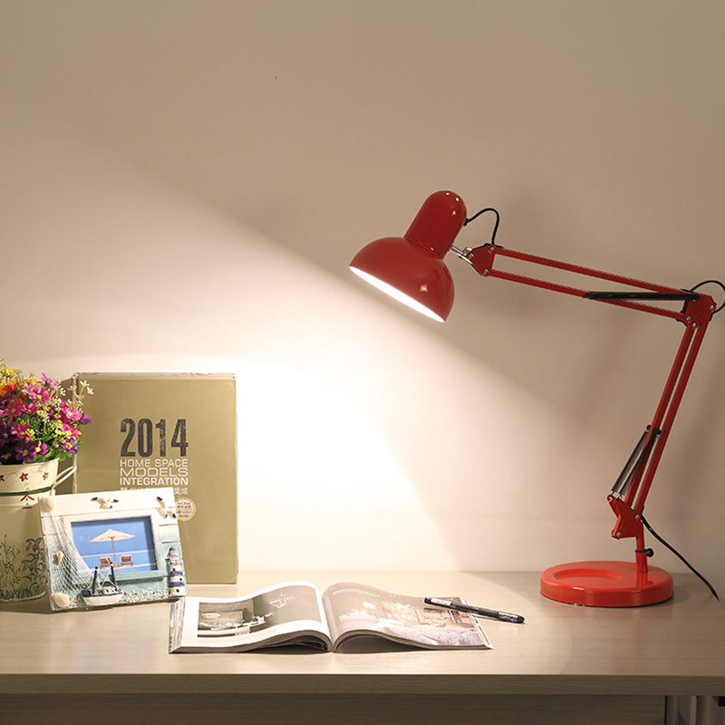 Dome Shade Task Desk Lamp Modernism Style Metal 1 Head Bedroom Reading Light in Green/Red