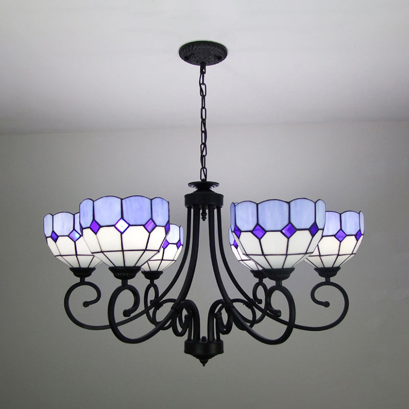 Lampadella mediterranea Light con ciotola di vetro macchiata tonalità multipla per la luce a sospensione foyer