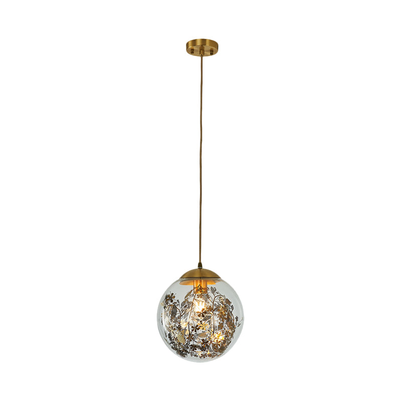 Clear Glass Global Pendulum Light Simplicity 1 Head Down Lighting Pendant in Brass