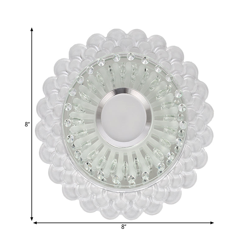 Kristallrunde/quadratische Decke Flush einfache LED -Flush -Halterung Leuchte in Chrom für Korridor, warm/weiß/mehrfarbiges Licht