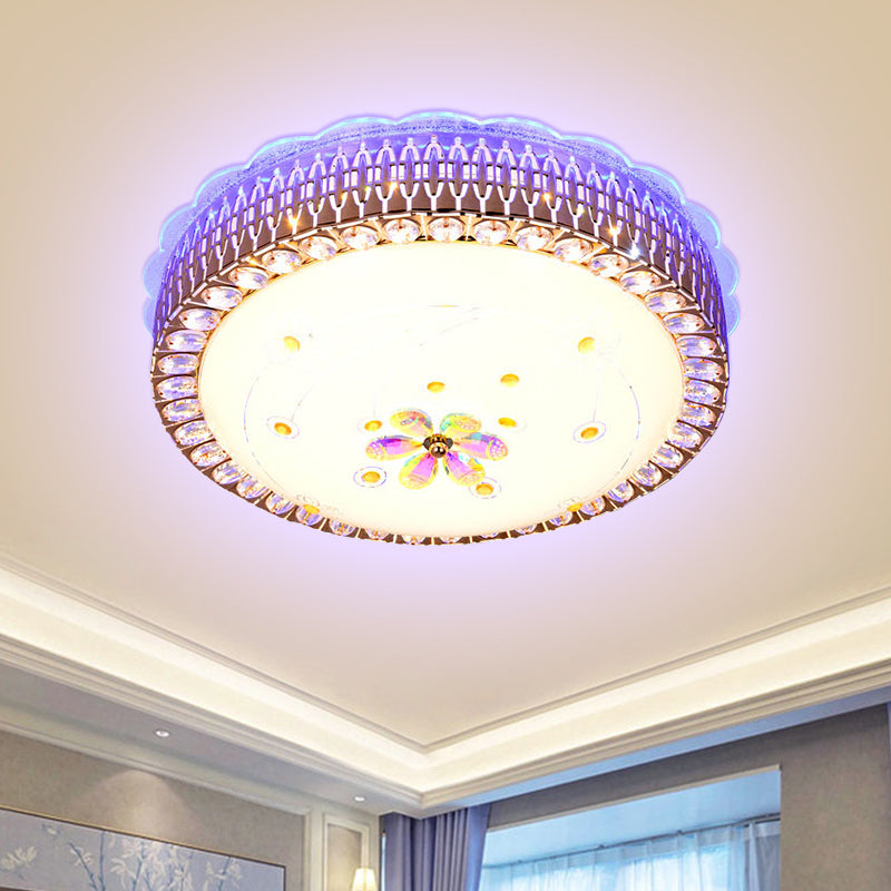 Ciotola di vetro opale a filo a sfioramento leggero semplice oro a motivi floreali vicino alla lampada a soffitto in luce multi -colore/blu