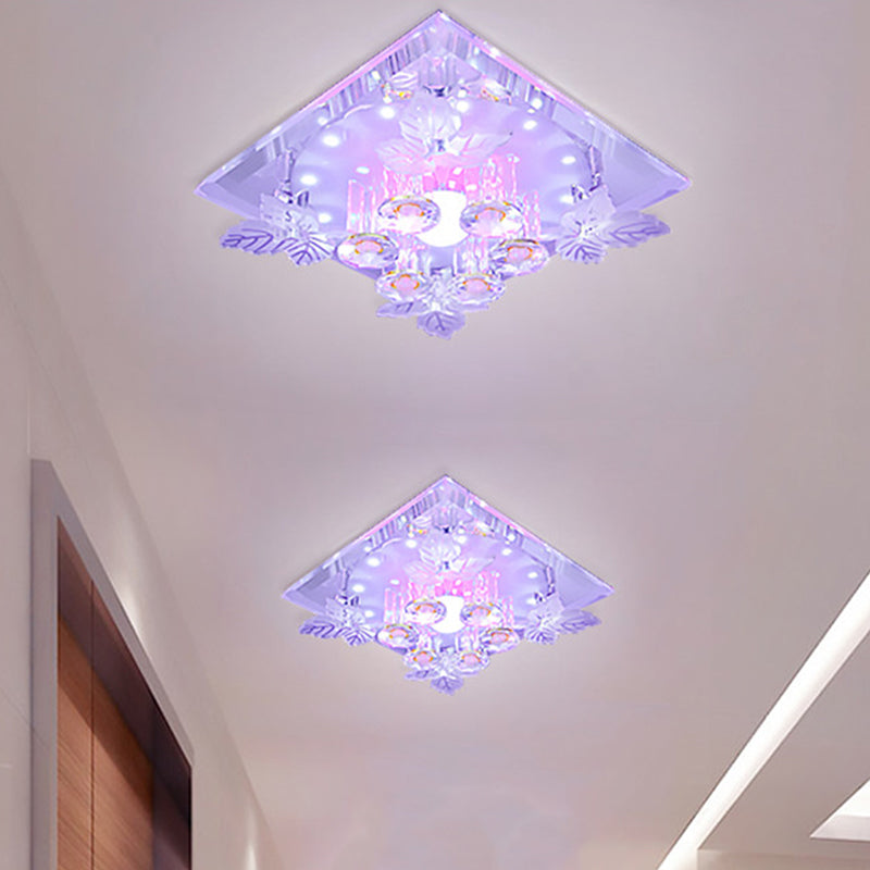 Fuggi a filo cilindro Simplicità Crystal Crystal 7 "/9.5" W Sallway Luce a soffitto in luce calda/bianca con foglia deco