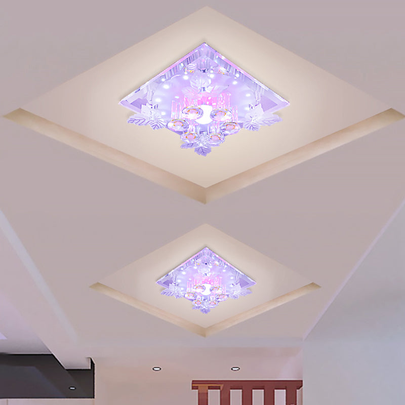 Fuggi a filo cilindro Simplicità Crystal Crystal 7 "/9.5" W Sallway Luce a soffitto in luce calda/bianca con foglia deco