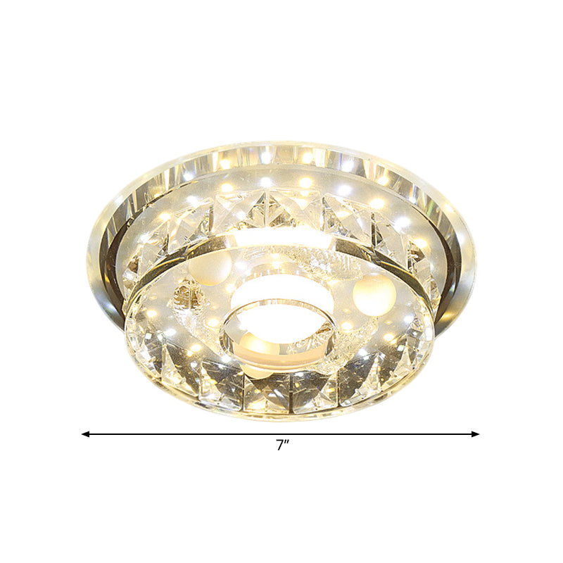 Modernismo Circular Flush Lighture Clear Crystal LED Pasillo Iluminación de techo en 3 colores/luz múltiple