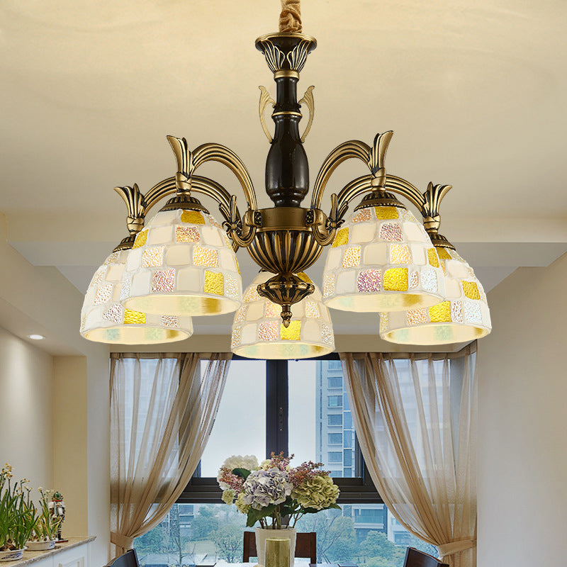 5 Lichter Mosaik hängen hängendes Vintage Buntglas Innenleuchten für Wohnzimmer