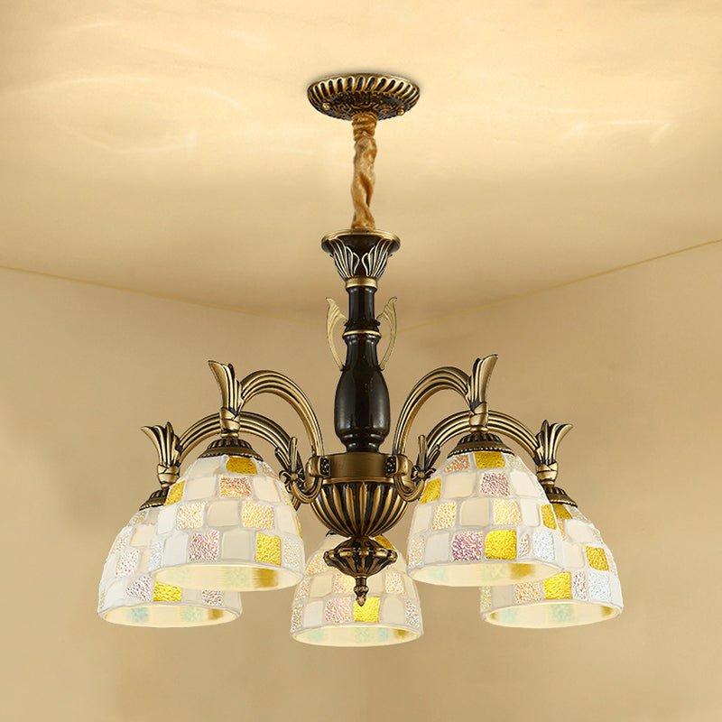 5 lichten mozaïek hangend licht vintage gebrandschilderd glas indoor verlichting armatuur voor woonkamer
