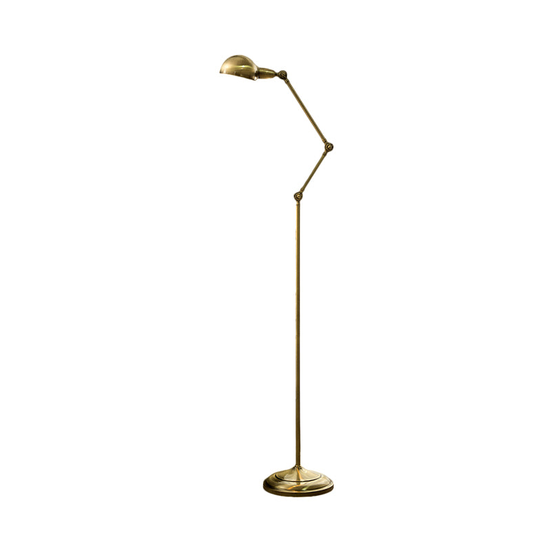 Modern 1 Bulb Stand Up Lamp Brass Domed Multi-Joint Floor Reading Light with Metal Shade